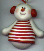 Happy Snowman in stripes Ornament
